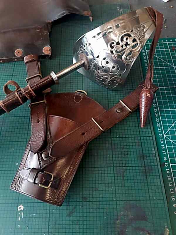 Leather sword scabbard renovation - Devon Leather Care