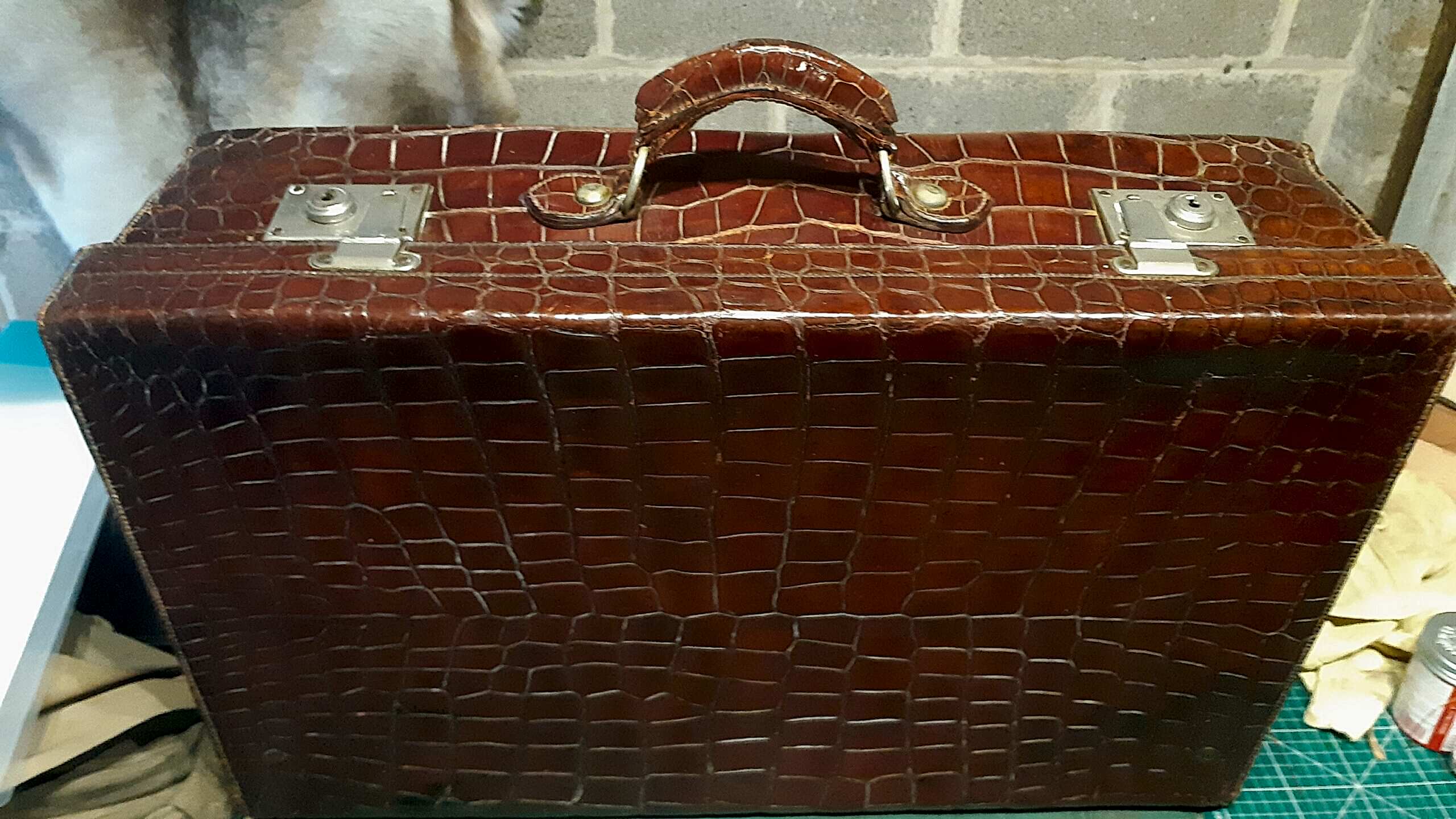 Leather briefcase in need of leather repair and restoration