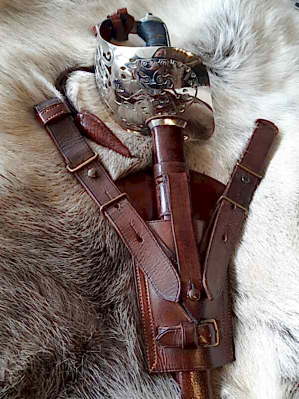 Leather sword scabbard renovation - Devon Leather Care